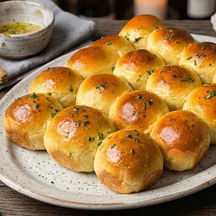 Garlic bun filled with cheese and Bolognese sauce.